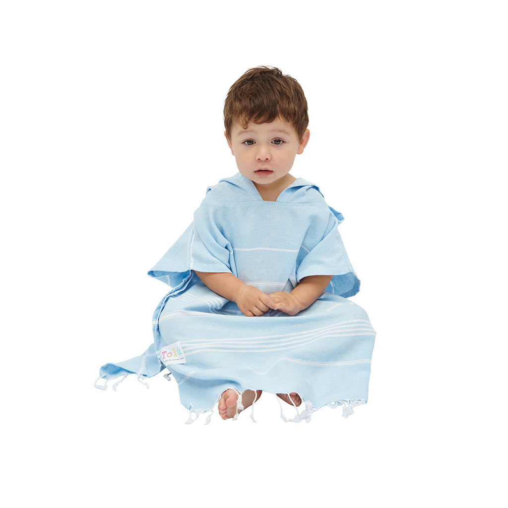 Baby Blue Kids Hooded Poncho Beach Towel