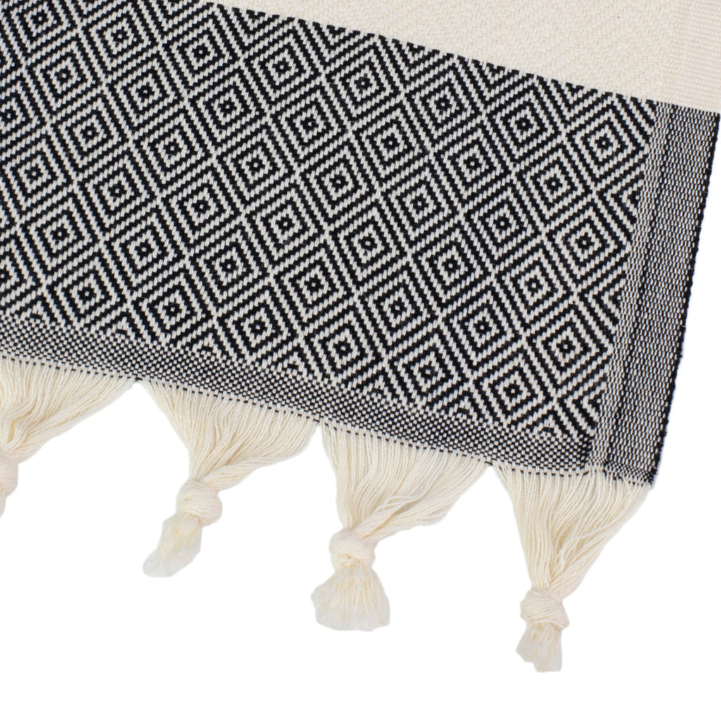 Black and White Turkish Towel Corner Tolu Australia