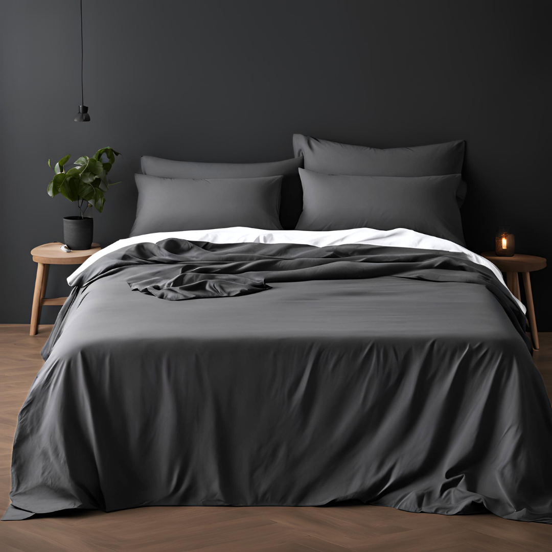 100% Cotton - Charcoal Grey Flat Sheet
