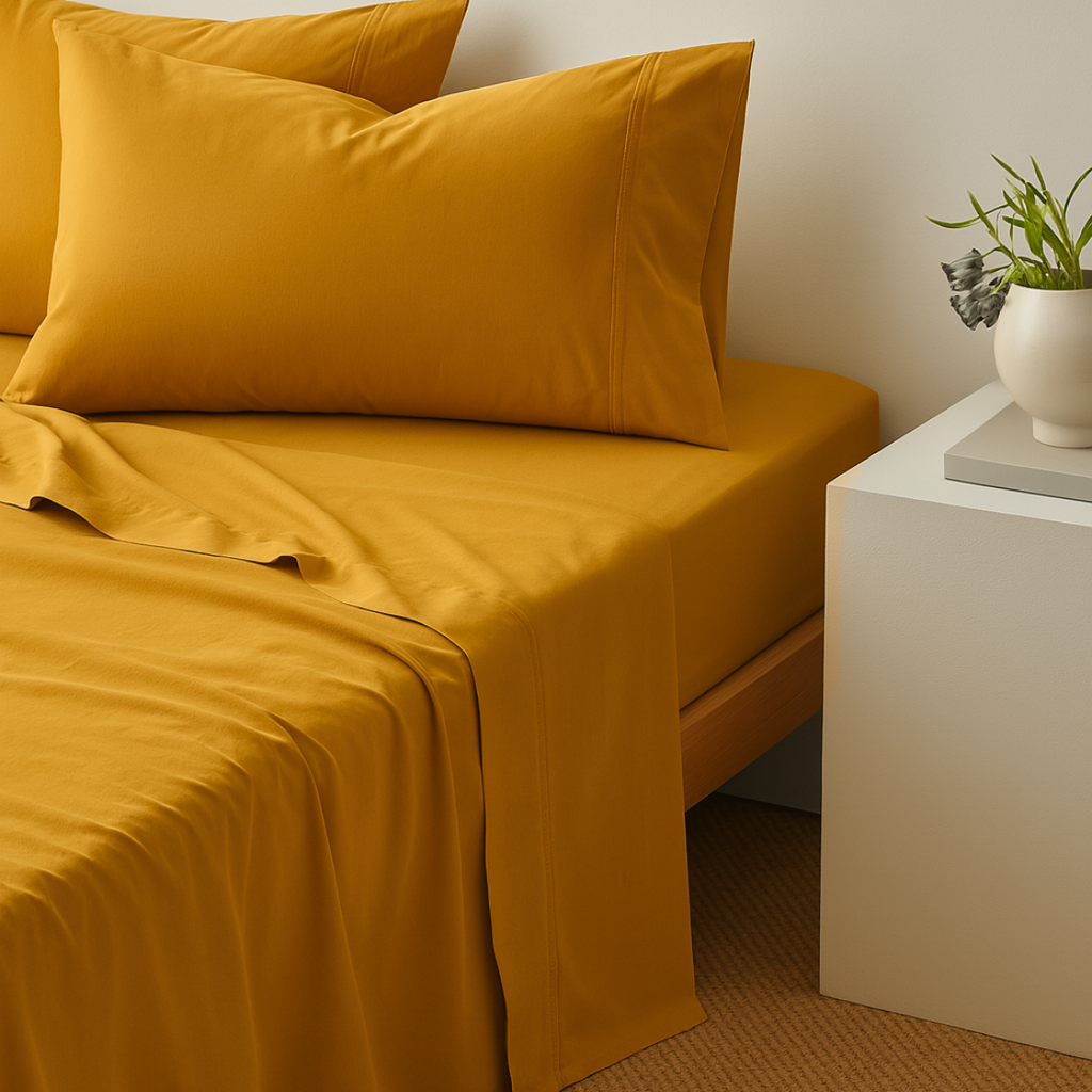 Set of Two 100% Cotton Pillowcase - Mustard