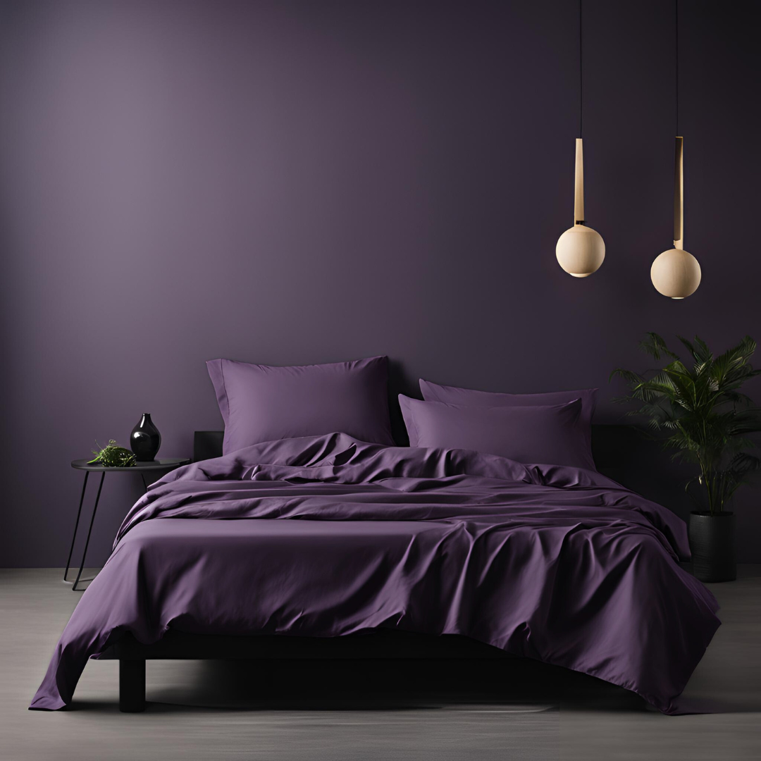 Dark Purple Doona Cover, Full Bed Look