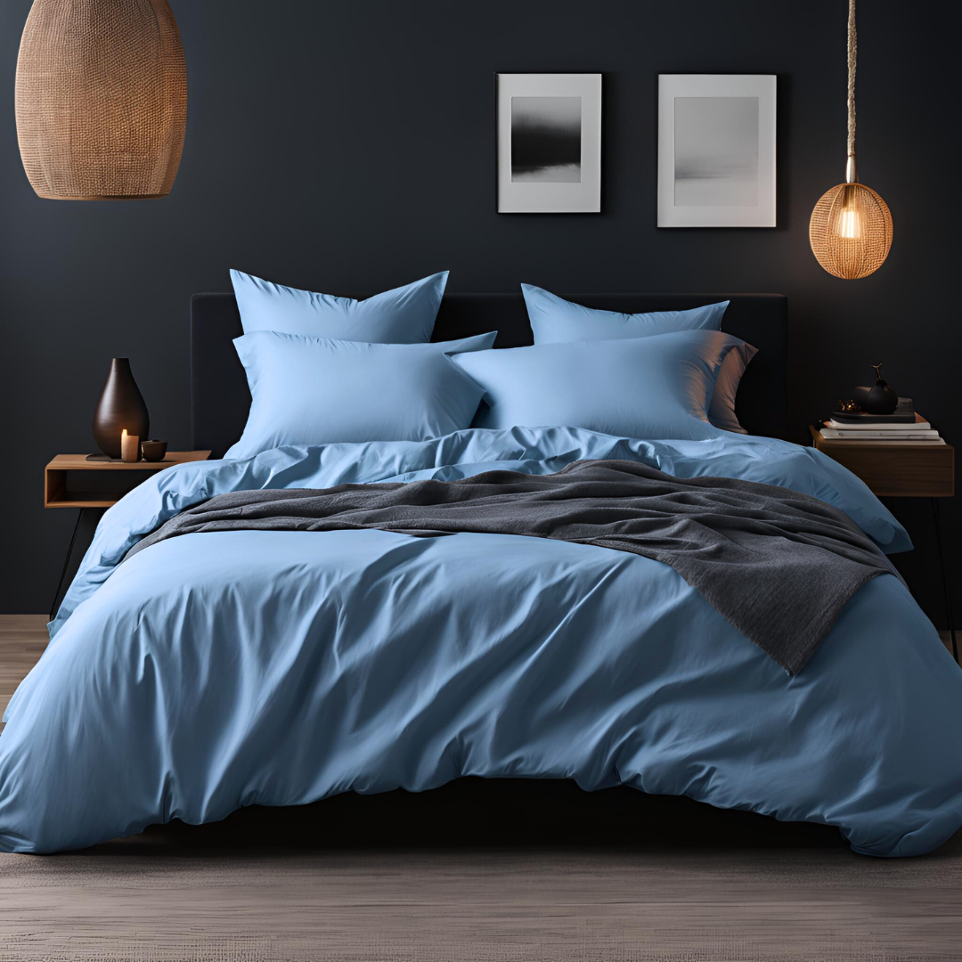 Sky Blue Doona Cover, Natural Look