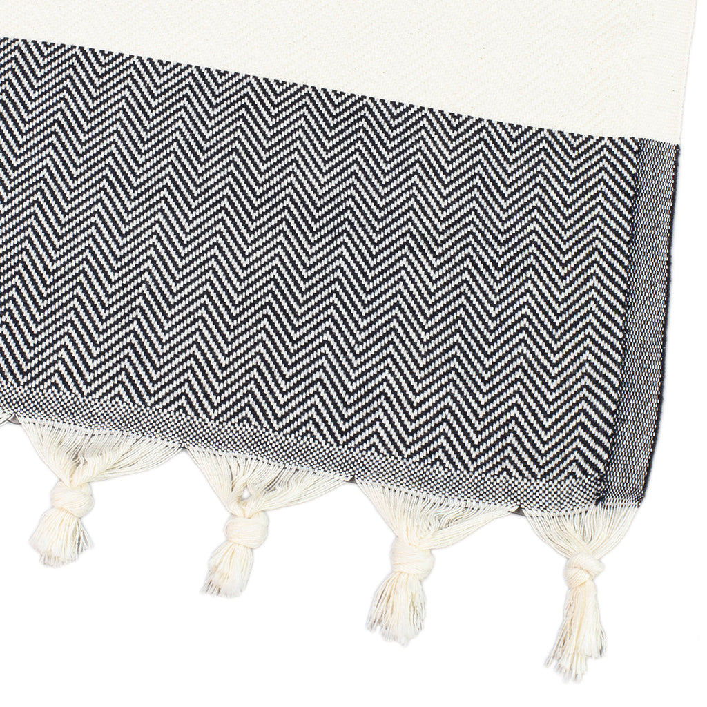 ZigZag Black with white Stripe Beach Turkish Towel Tolu Australia