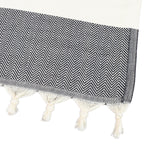 ZigZag Black with white Stripe Beach Turkish Towel Tolu Australia