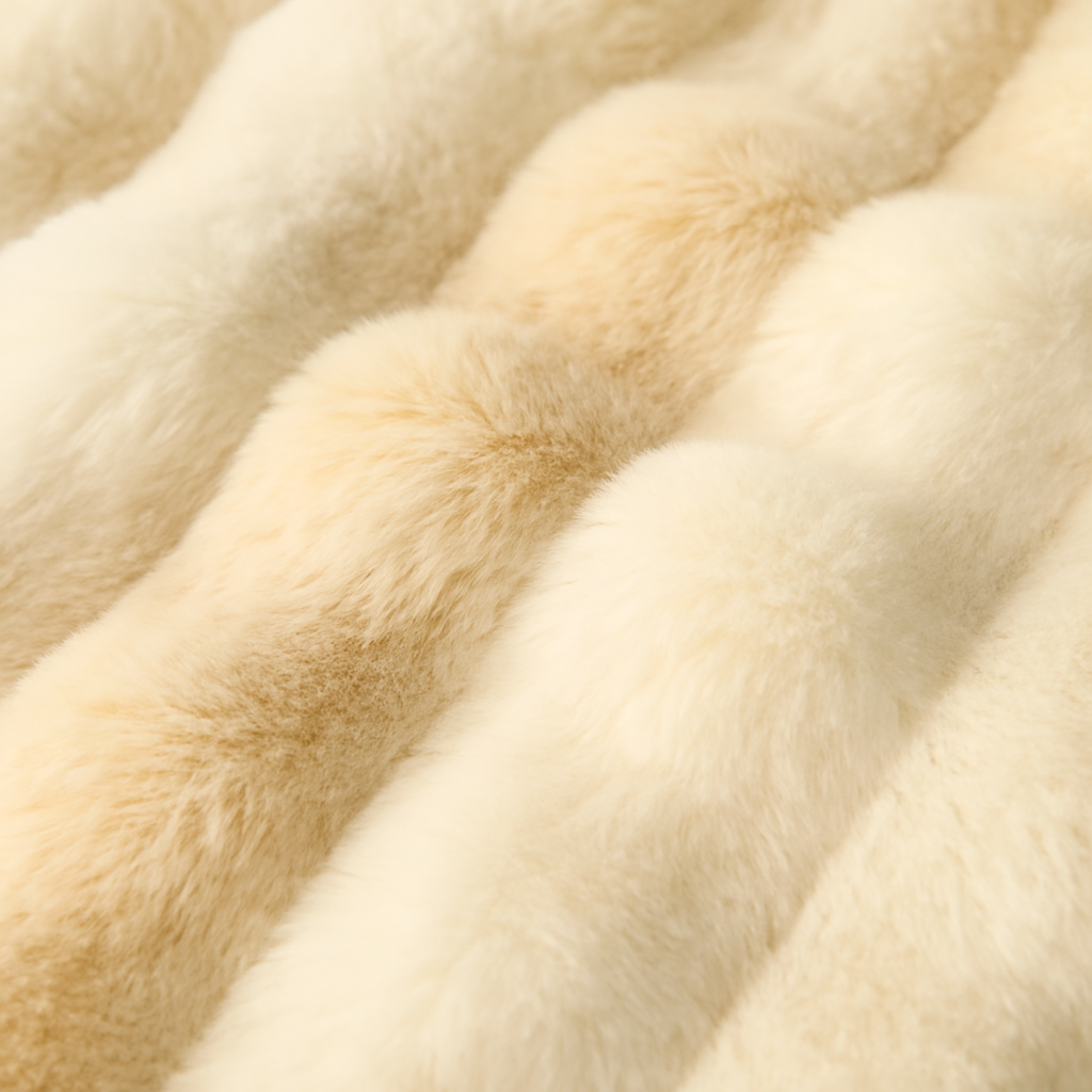 Beige Pebbles Faux Fur Throw Blanket. 150cm x 200cm
