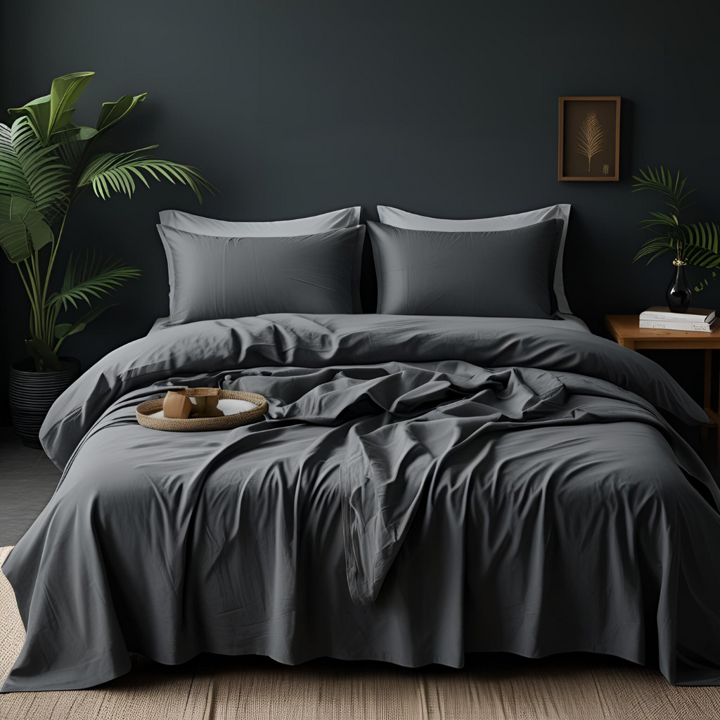 100% Cotton - Charcoal Grey Flat Sheet