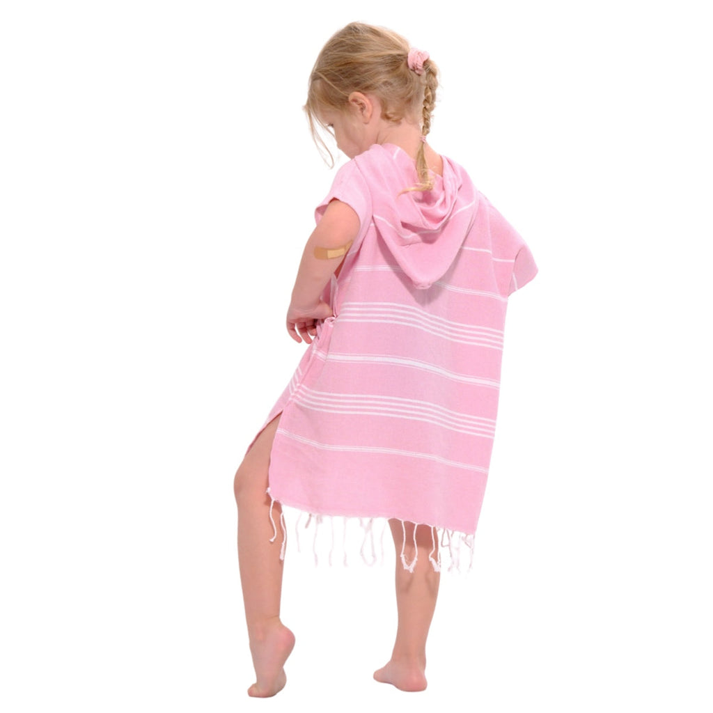 Baby Pink Kids Hooded Poncho Beach Towel