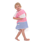 Pink and Blue Kids Hooded Poncho Beach Towel
