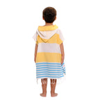 Yellow and Blue Kids Hooded Poncho Beach Towel