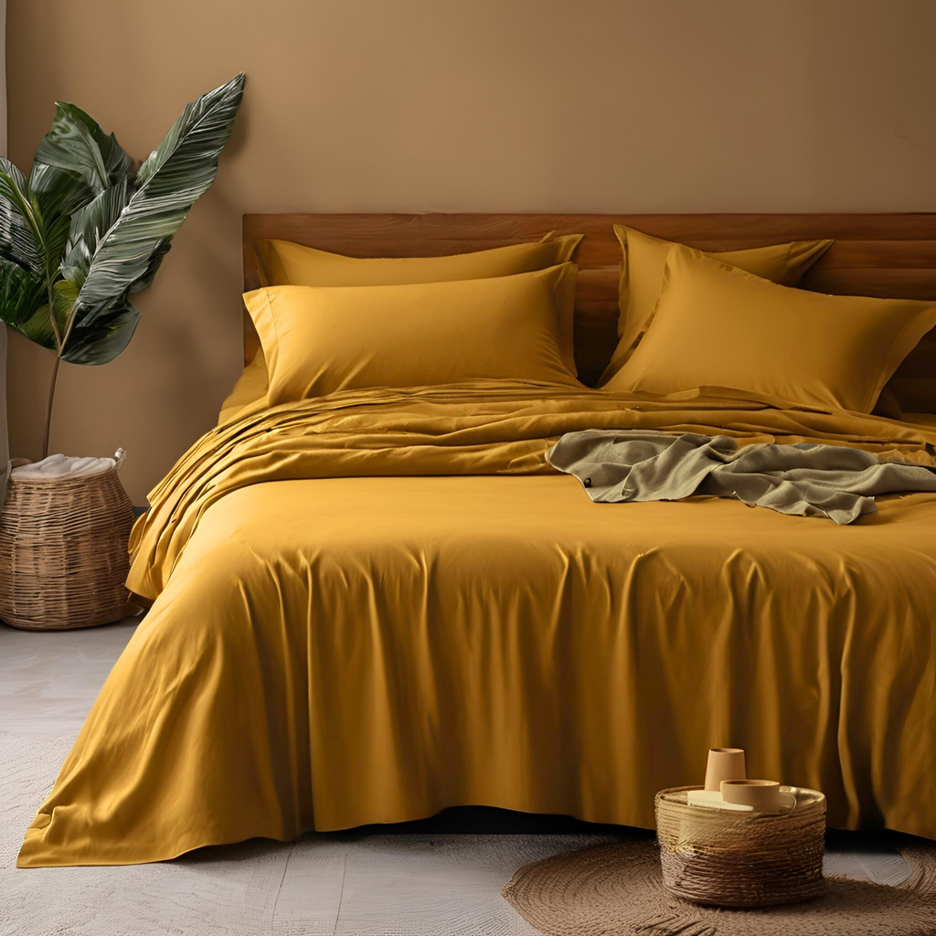 100% Cotton - Mustard Bed Sheet Set