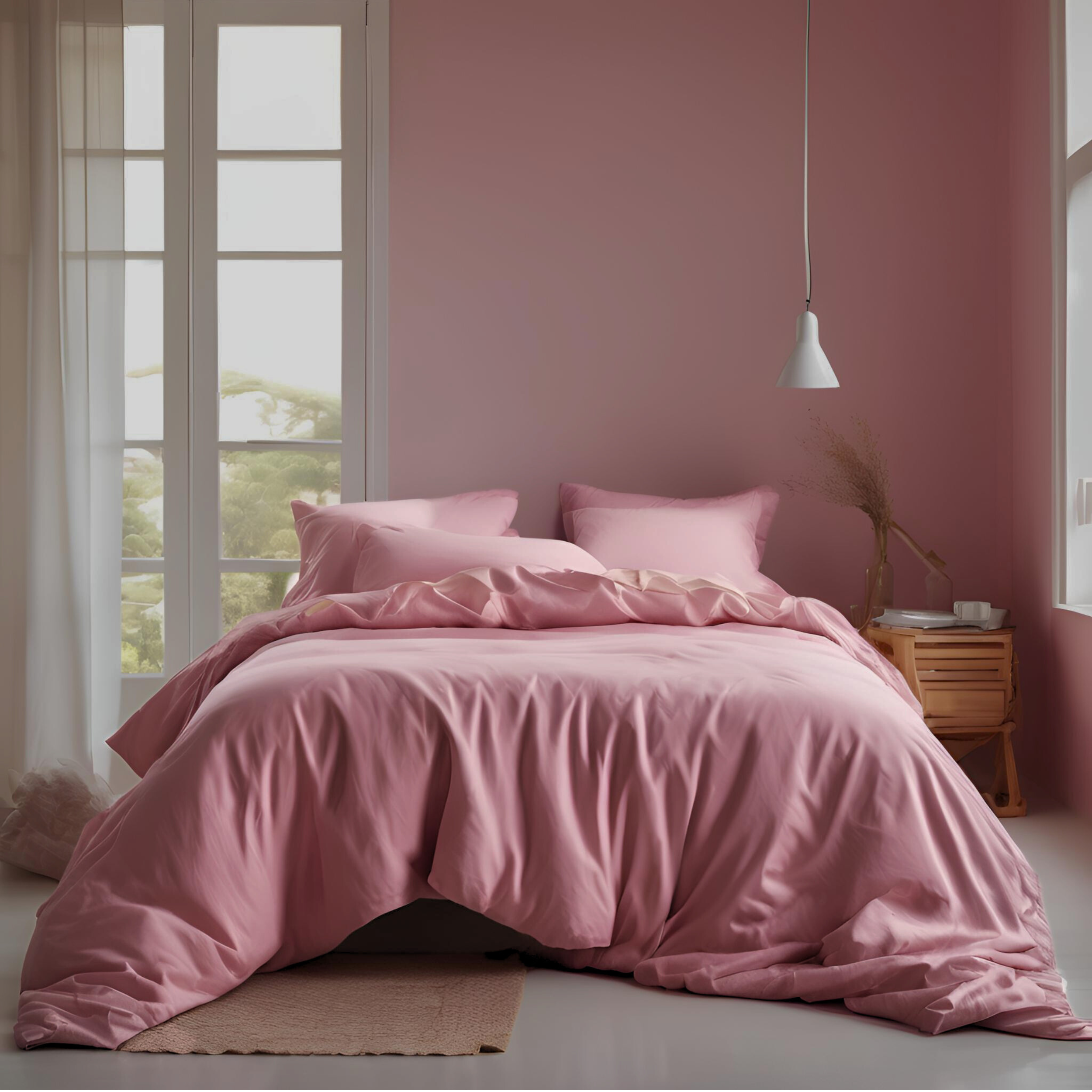 Set of Two 100% Cotton Pillowcase - Pink Rose
