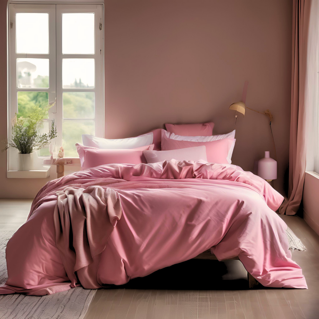 Set of Two 100% Cotton Pillowcase - Pink Rose