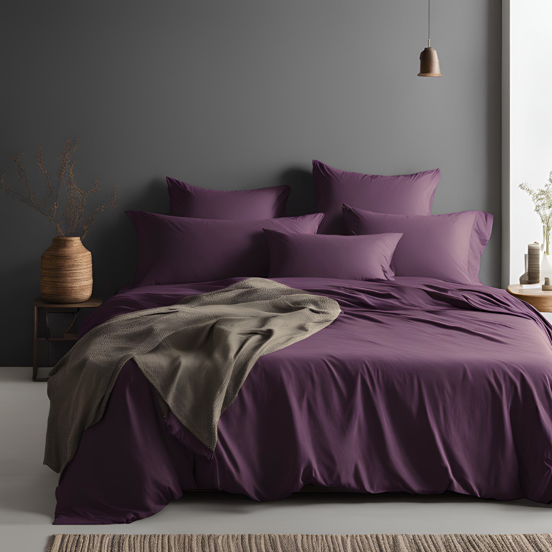 Set of Two 100% Cotton Pillowcase - Purple
