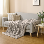 Grey Pebbles Faux Fur Throw Blanket 150 cm x 200 cm